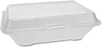Evergreen Foam Hinged Lid Container, Single Tab Lock #205 Utility, 9.19 x 6.5 x 2.75, White, 150/Carton