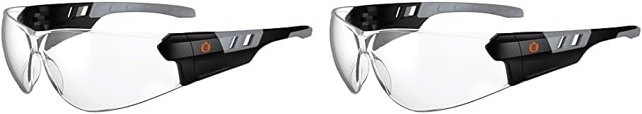 Ergodyne - 59103 Skullerz SAGA Frameless Safety Glasses, Anti Fog Clear Lens Matte Black (Pack of 2) Matte Black Frame