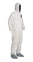 DuPont ProShield 10 Disposable Protective Coverall with Elastic Cuff, Standard Fit Hood and Attached Skid-Resistant Boots