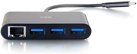 C2G USB-C to Gigabit Ethernet Adapter with 3-Port USB Hub