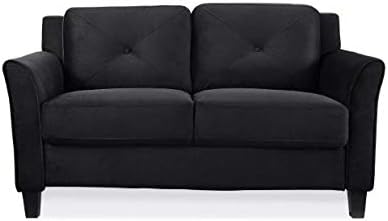 Harper Tufted Tufted Back Cushion Microfiber Loveseat - Lifestyle Solutions (Black)