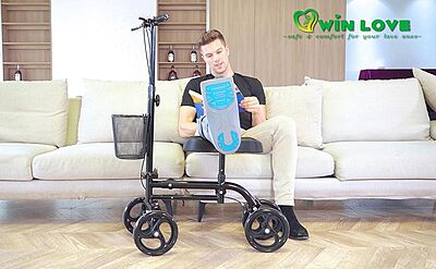 Patinete de rodilla dirigible negro con canasta Patinete de rodilla dirigible negro con canasta