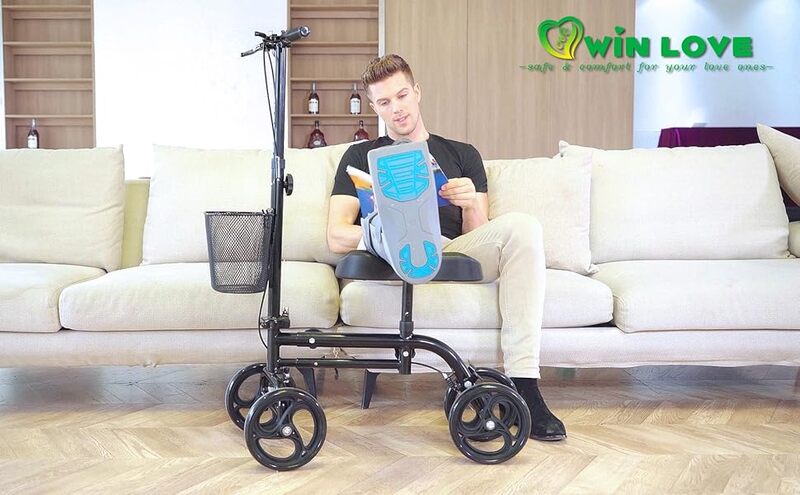Patinete de rodilla dirigible negro con canasta