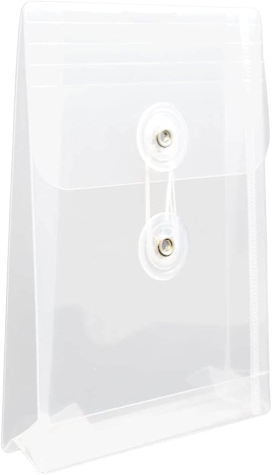 JAM PAPER Open-End Plastic Envelopes, Button & String