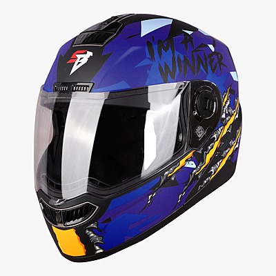 STEELBIRD SBA-7 WINNER MATT BLACK/BLUE C/V (L)