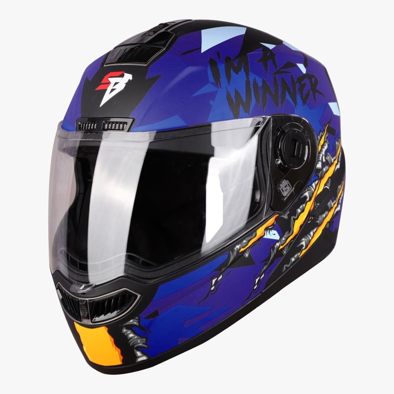 STEELBIRD SBA-7 WINNER GLOSSY BLACK/BLUE C/V (L)