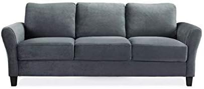 Willow Microfiber Upholstered Modern Sofa with Rolled Arms Dark Gray - Studio Living