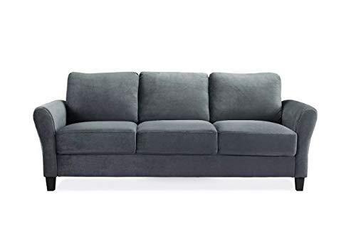 Willow Microfiber Upholstered Modern Sofa with Rolled Arms Dark Gray - Studio Living
