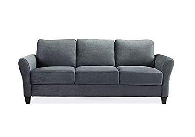 Willow Microfiber Upholstered Modern Sofa with Rolled Arms Dark Gray - Studio Living