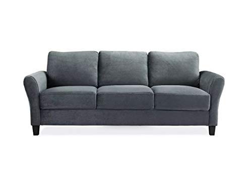 Willow Microfiber Upholstered Modern Sofa with Rolled Arms Dark Gray - Studio Living