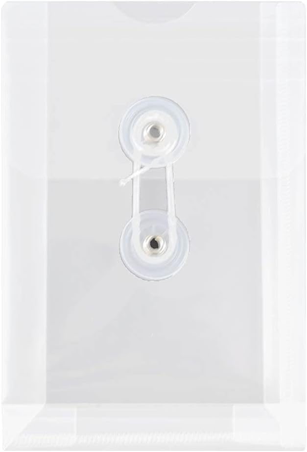 JAM PAPER Open-End Plastic Envelopes, Button & String