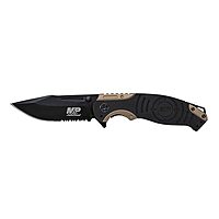 Smith & Wesson M&P SWMP13BSCP Folder Clam Liner Lock Drop Pt. Handle Knife, Black/Gold