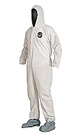 DuPont ProShield 10 Disposable Protective Coverall with Elastic Cuff, Standard Fit Hood and Attached Skid-Resistant Boots