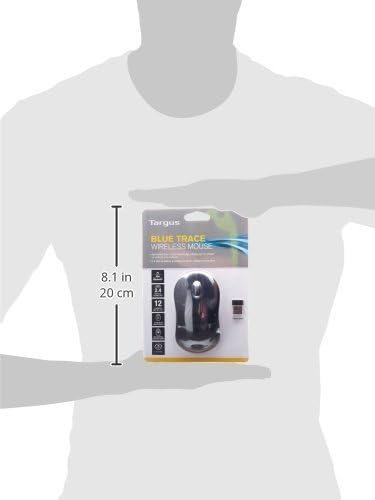 Targus Wireless Mouse with Blue Trace Technology for Tracking, Includes Micro USB Receiver and 2 Batteries