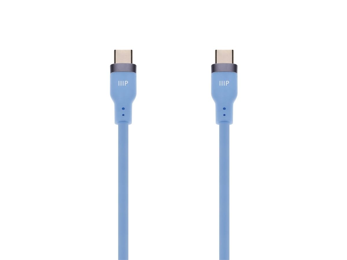 Monoprice USB 2.0 USB-C to USB-C Silicone Cable 3ft Blue