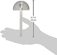 General Tools 18 Round Head Stainless Steel Angle Protractor, 0 to 180 Degrees, 6-Inch Arm