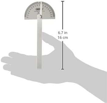 General Tools 18 Round Head Stainless Steel Angle Protractor, 0 to 180 Degrees, 6-Inch Arm