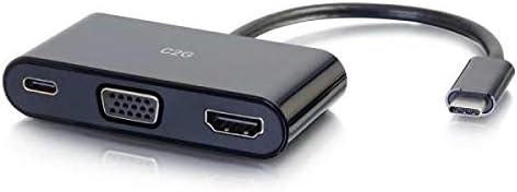 C2G USB-C® to 4K HDMI® and VGA Multiport Adapter with Power Delivery up to 60W - Black