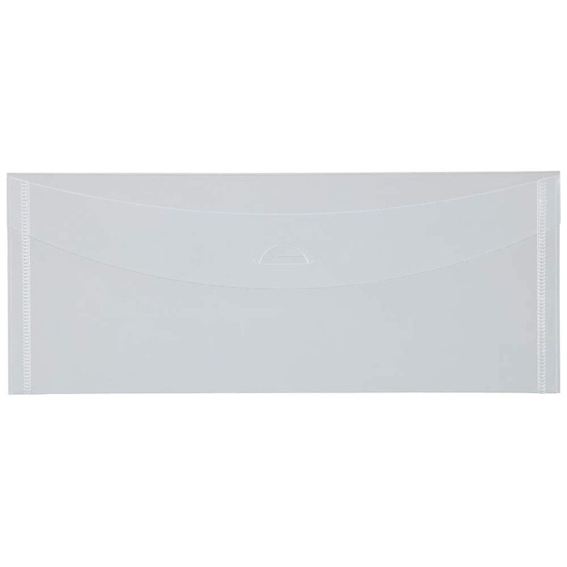 JAM PAPER Plastic Envelopes with Tuck Flap Closure - Clear