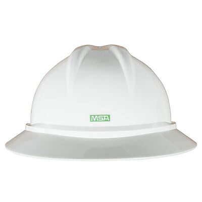 MSA V-Gard 500 Full-Brim Hard Hat with Fas-Trac III Ratchet Suspension