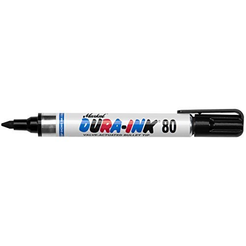 Markal 96923 Dura-Ink 80 Valve-Actuated Permanent Ink Marker with 1/8" Tapered Bullet Tip, Black (Pack of 12)