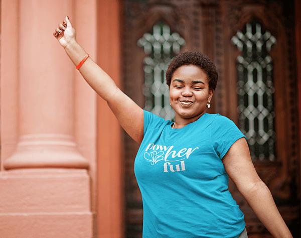 PowHERful Heart Script Tee – Jade Dome Edition