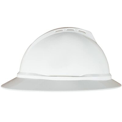 MSA V-Gard 500 Full-Brim Hard Hat with Fas-Trac III Ratchet Suspension