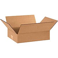 Partners Brand Flat Corrugated Boxes, 12in x 9in x 3in, Kraft, Pack Of 25
