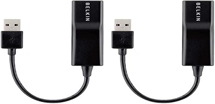 Belkin USB 2.0 ETHERNET Adapter - Network Adapter (Pack of 2) Silver 1 Count (Pack of 2)