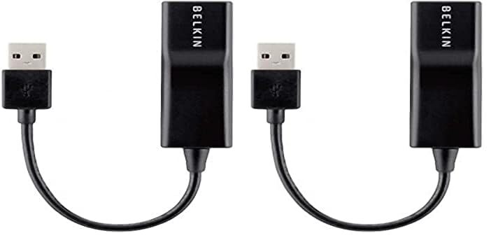 Belkin USB 2.0 ETHERNET Adapter - Network Adapter (Pack of 2) Silver 1 Count (Pack of 2)