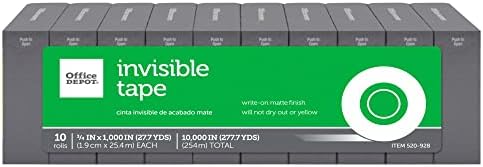 Office Depot Brand Invisible Tape Refills, 3/4in x 1,000in, Pack Of 10