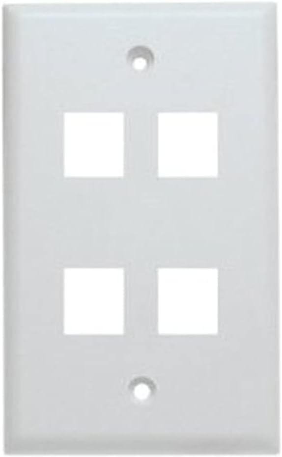 Unirise 4Port Wall Plate, Single Gang, White WP-4P-WHT