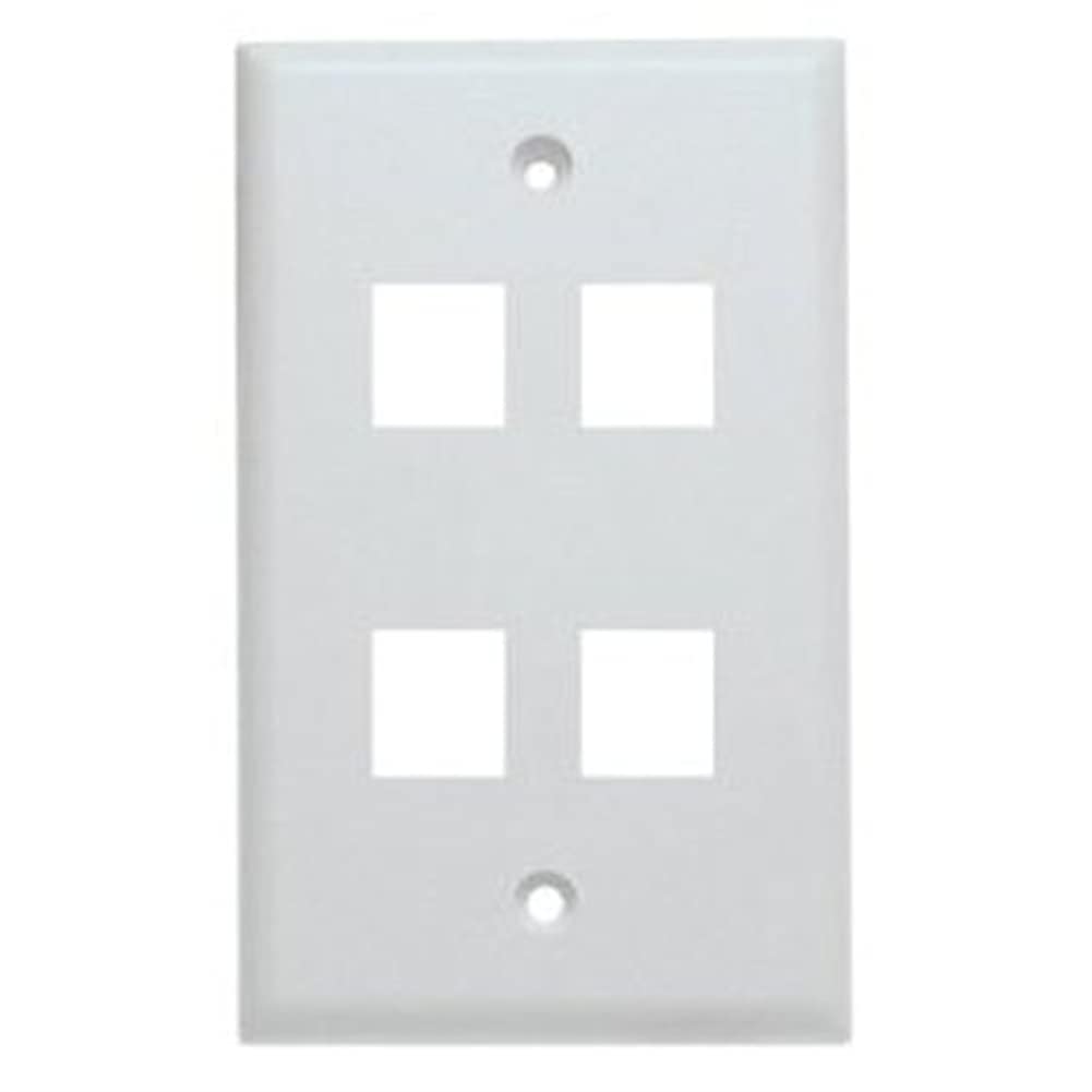 Unirise 4Port Wall Plate, Single Gang, White WP-4P-WHT