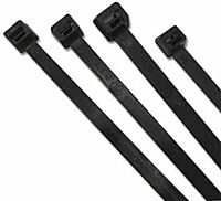 UV Stabilized Cable Ties, 30 lb Tensile Strength, 5.7 in L, Black, 100 EA/BG