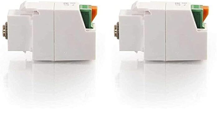 Legrand - C2G 3.5MM Keystone Module, Stereo Keystone Jack with 4-Pin Mini Din Connector, White 3-Conductor Keystone Adapter