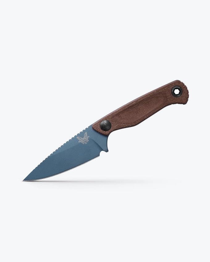 Benchmade - Dacian Fixed Blade Knife with Brown Canvas Micarta Handle and Blue Titanium Cerakote Finish (203BT-03) Brown