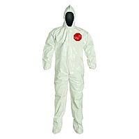DUPONT Tychem SL Coverall - Zip, Storm Flap & Attached Socks (SL122BWH2X001200)