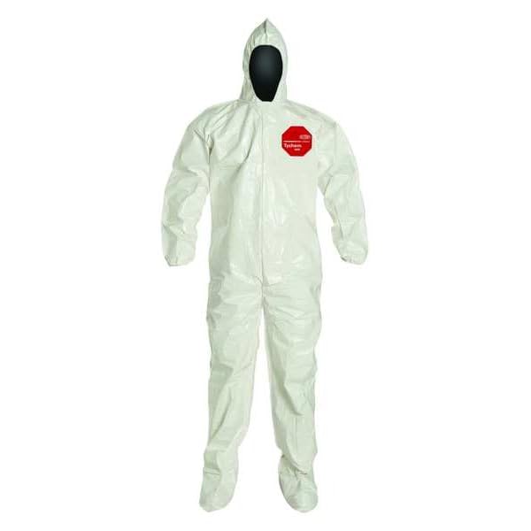 DUPONT Tychem SL Coverall - Zip, Storm Flap & Attached Socks (SL122BWH2X001200)