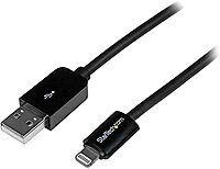 StarTech.com 3m (10ft) Long Black Apple® 8-pin Lightning Connector to USB Cable for iPhone / iPod / iPad - Charge and Sync Cable (USBLT3MB)
