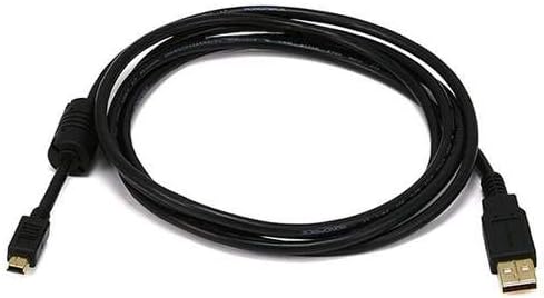 Monoprice USB 2.0 Type-A Male to Mini Type-B 5pin Male Cable - With Ferrite Core, Gold Plated, 28/24AWG, 15 Feet,Black