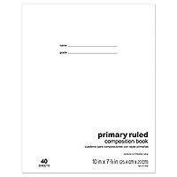 Office Depot Schoolmate Composition Book, 7 7/8in. x 10in., Primary Ruled, 40 Sheets, 4170722