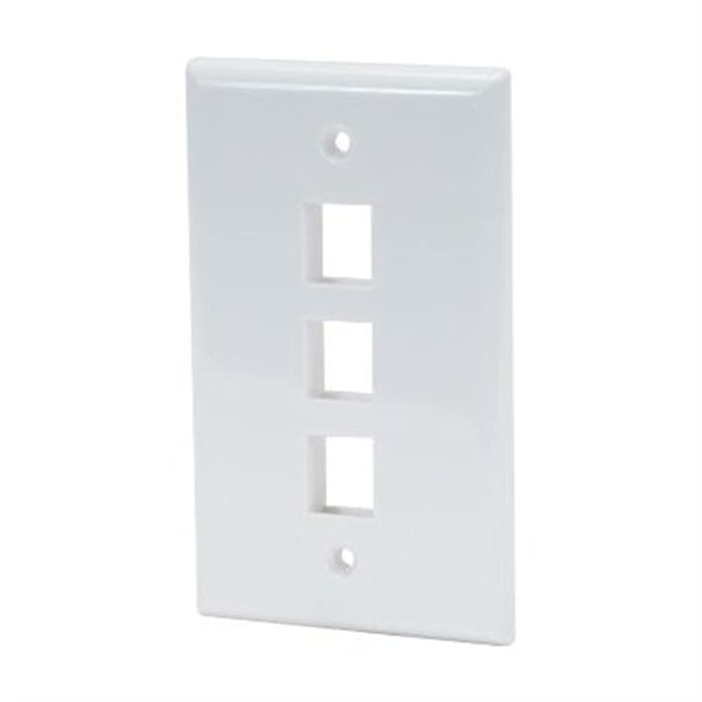 Unirise 3Port Wall Plate, Single Gang, White WP-3P-WHT