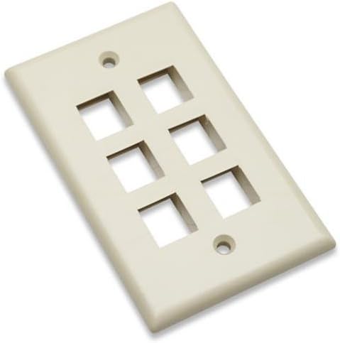 Intellinet Wall Plate Flush Mount, 6 Outlet, Ivory