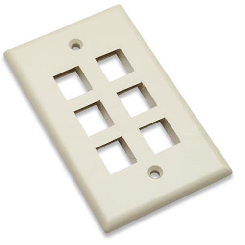 Intellinet Wall Plate Flush Mount, 6 Outlet, Ivory