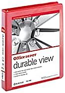 Office Depot Brand Durable View 3-Ring Binder, 1" Round Rings, Red