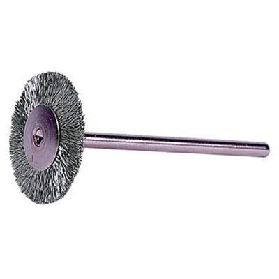 Miniature Stem-Mounted Wheel Brushes - mw-20 .005 1/8in stem1 1/4in dia