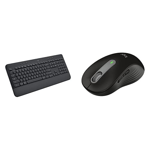 Logitech Signature K650 Comfort Full-Size Wireless Keyboard with Wrist Rest, BLE Bluetooth or Logi Bolt, Graphite - 920010908