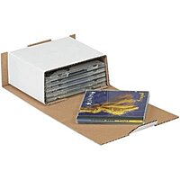 Shoplet Select / Partners Brand White Corrugated DVD Mailers, 7 5/8in x 5 7/16in x 3 9/16in, Pack Of 50