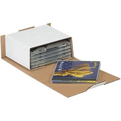 Shoplet Select / Partners Brand White Corrugated DVD Mailers, 7 5/8in x 5 7/16in x 3 9/16in, Pack Of 50