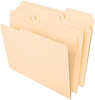 Office Depot File Folders, 1/3 Tab Cut, Letter Size, Manila, Pack of 100, OD752 1/3